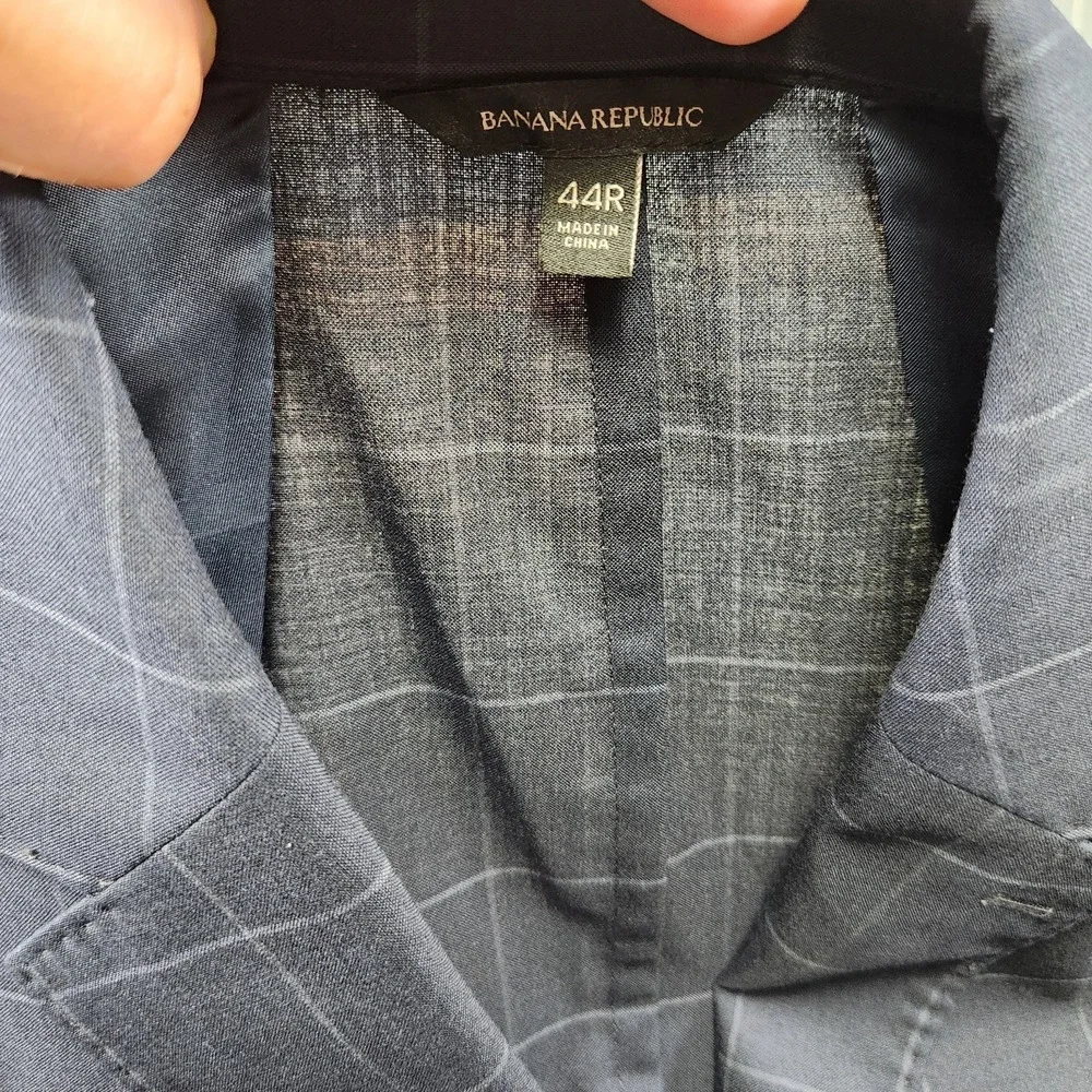 Banana Republic Blazer Men 44R Slim Fit Smart Weight Performance Wool Blend Navy
